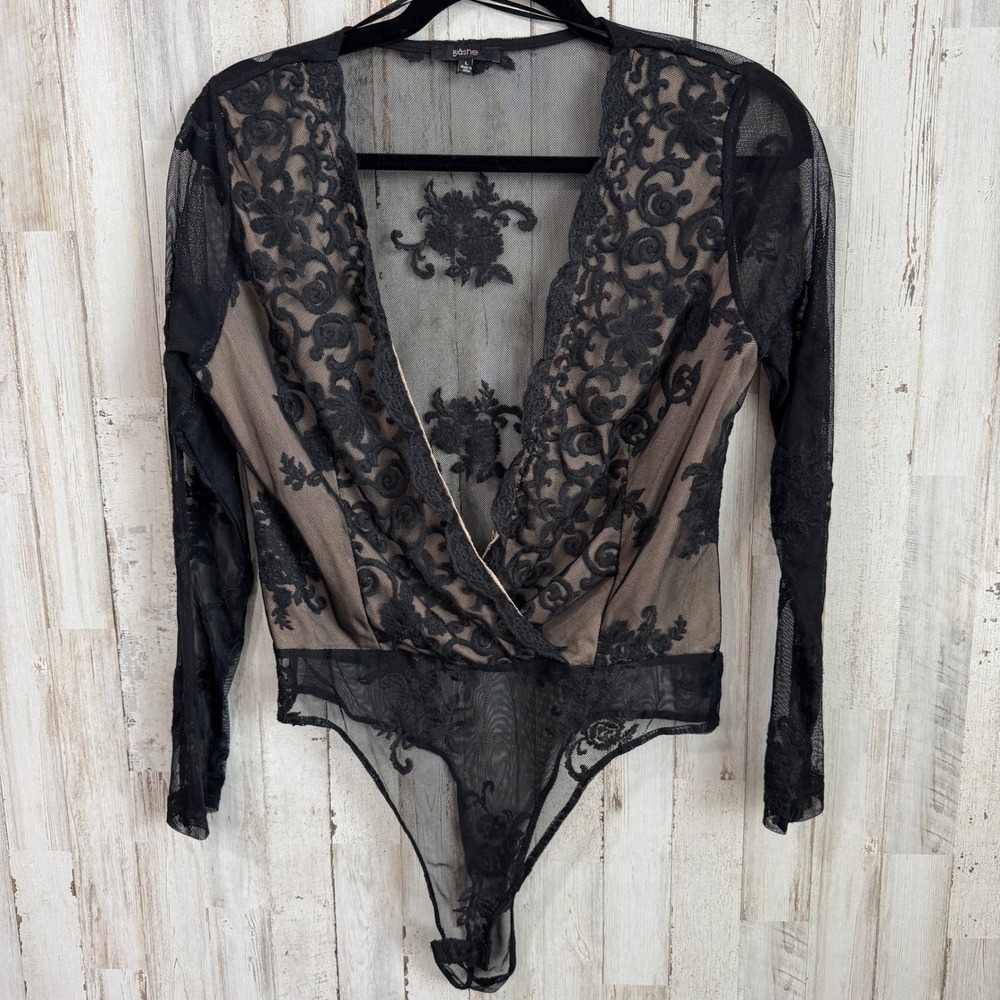 Bodysuit Large Sheer Floral Lace Sexy Whimsigoth Practical Magic Black Witchy - Picture 2 of 15